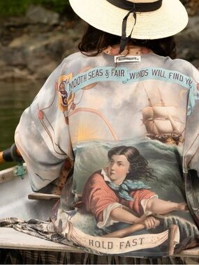 Market of Stars Hold Fast Pixie Duster Nautical Cropped Kimono NWT